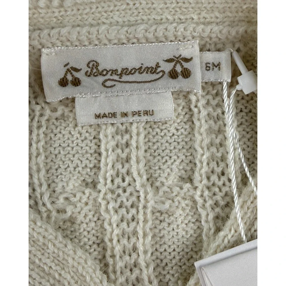 NWT Bonpoint Jalina Cable Knit‎ Wrap Set Ivory Milk White 6M Luxury Baby Outfit